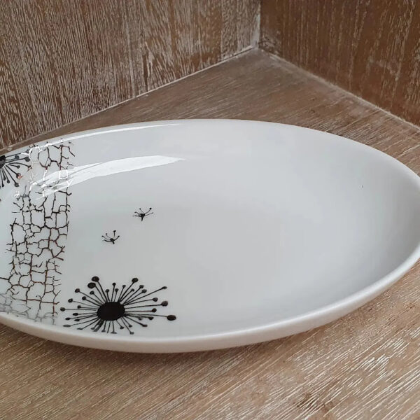 plat ovale fleur de pissenlit